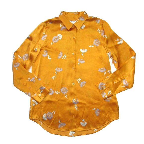NWT Equipment Essential in Orangeraie Floral Satin Silk Button Down Shirt L $280 - Picture 3 of 8